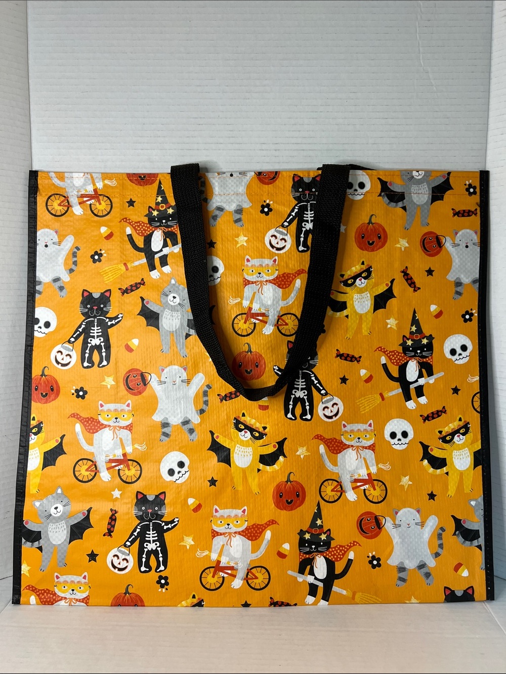 Kids Cat Costume Halloween Orange Reusable Tote Bag New